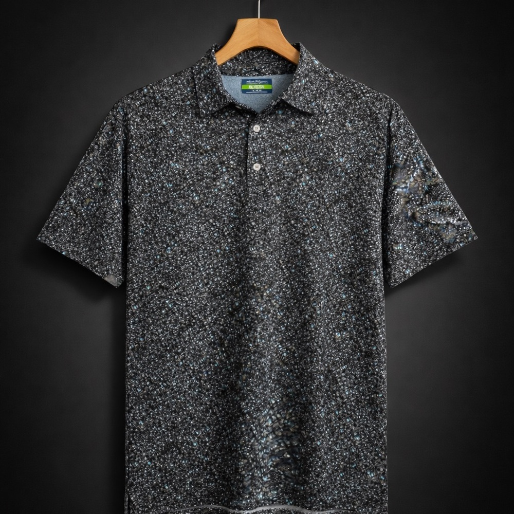 Ben Hogan Performance Polo Shirt XL Black Gray Abstract Golf Polo Athletic
